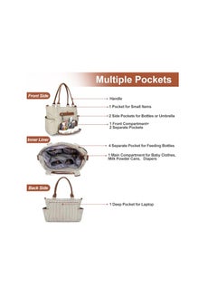 Arababy Set Of 6 Diaper Bag With Hooks And Nappy Changing Mat - Ivory White  - Image 2