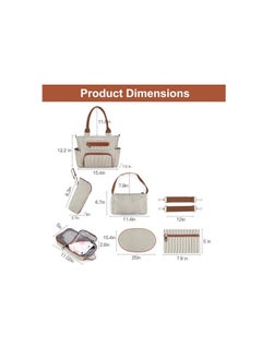 Arababy Set Of 6 Diaper Bag With Hooks And Nappy Changing Mat - Ivory White  - Image 5