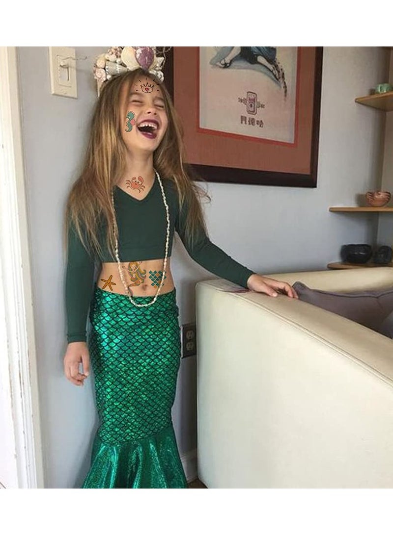 قوس قزح أورينبو وشم حورية البحر المؤقت للفتيات 100 وشم حورية البحر لوازم زينة حفلات أعياد الميلاد هدايا للأطفال والفتيات - Image 3