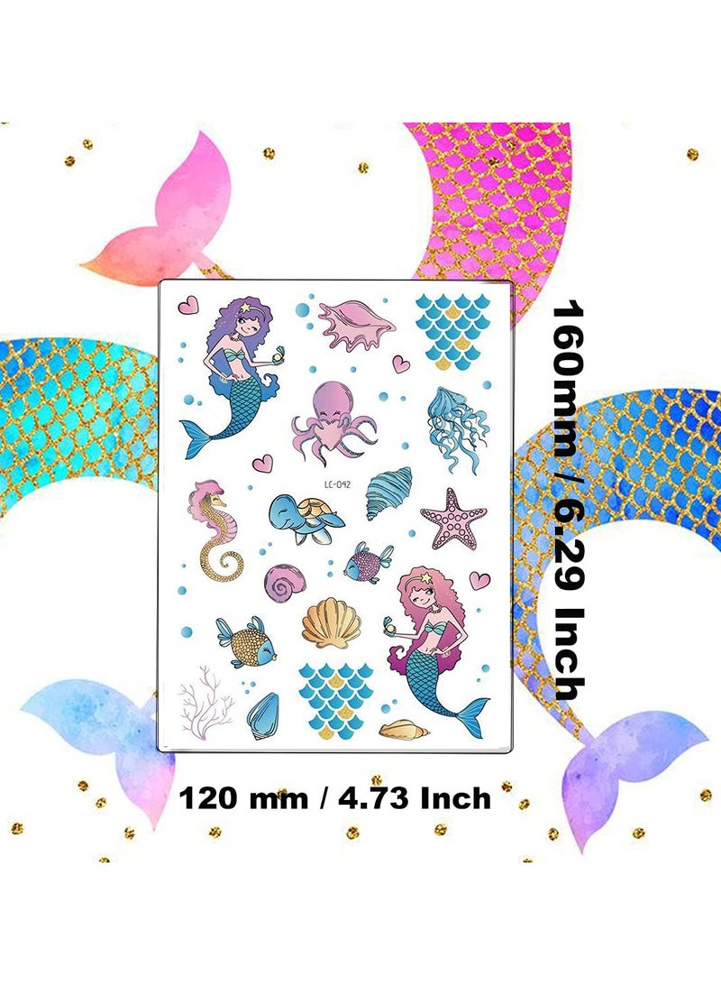 قوس قزح أورينبو وشم حورية البحر المؤقت للفتيات 100 وشم حورية البحر لوازم زينة حفلات أعياد الميلاد هدايا للأطفال والفتيات - Image 5