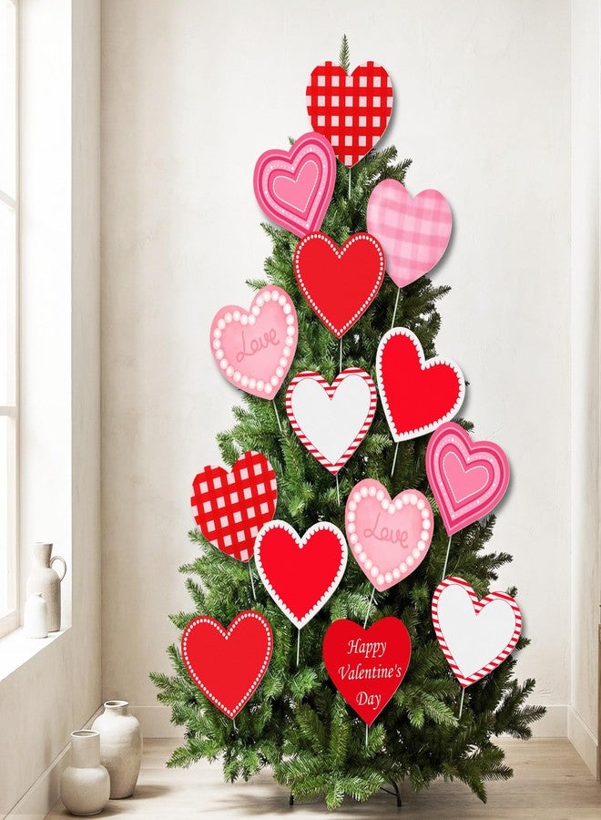 Norme 16 Pcs Valentine's Day Decorations Tree Picks 8 Inch Large Red Pink White Assorted Hearts Valentines Tree Topper Ornaments for Home Wedding Office Decor - Image 3