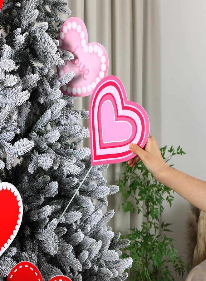 Norme 16 Pcs Valentine's Day Decorations Tree Picks 8 Inch Large Red Pink White Assorted Hearts Valentines Tree Topper Ornaments for Home Wedding Office Decor - Image 2