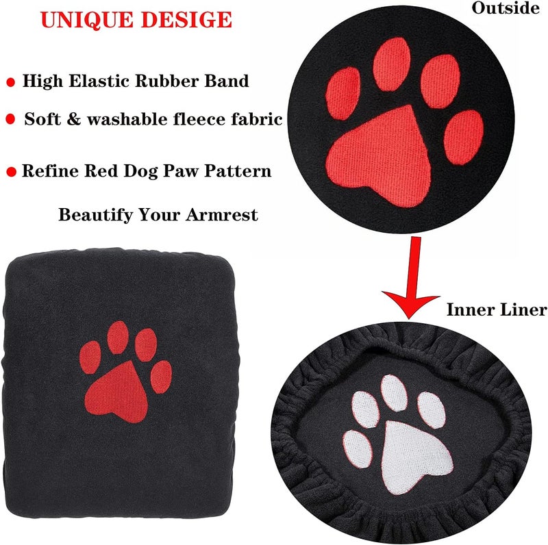 CASTNOO Truck Center Console Cover Armrest Pad with Red Dog Paws for Ram Pickup Trucks 1993-2019 - Image 2