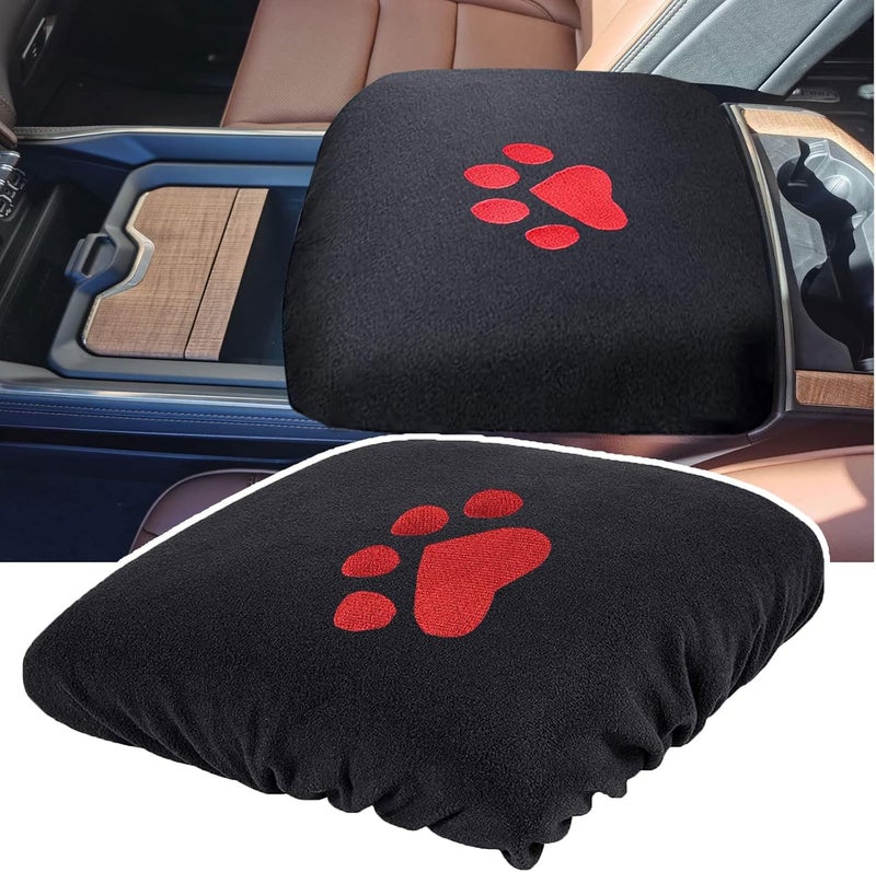 CASTNOO Truck Center Console Cover Armrest Pad with Red Dog Paws for Ram Pickup Trucks 1993-2019 - Image 1