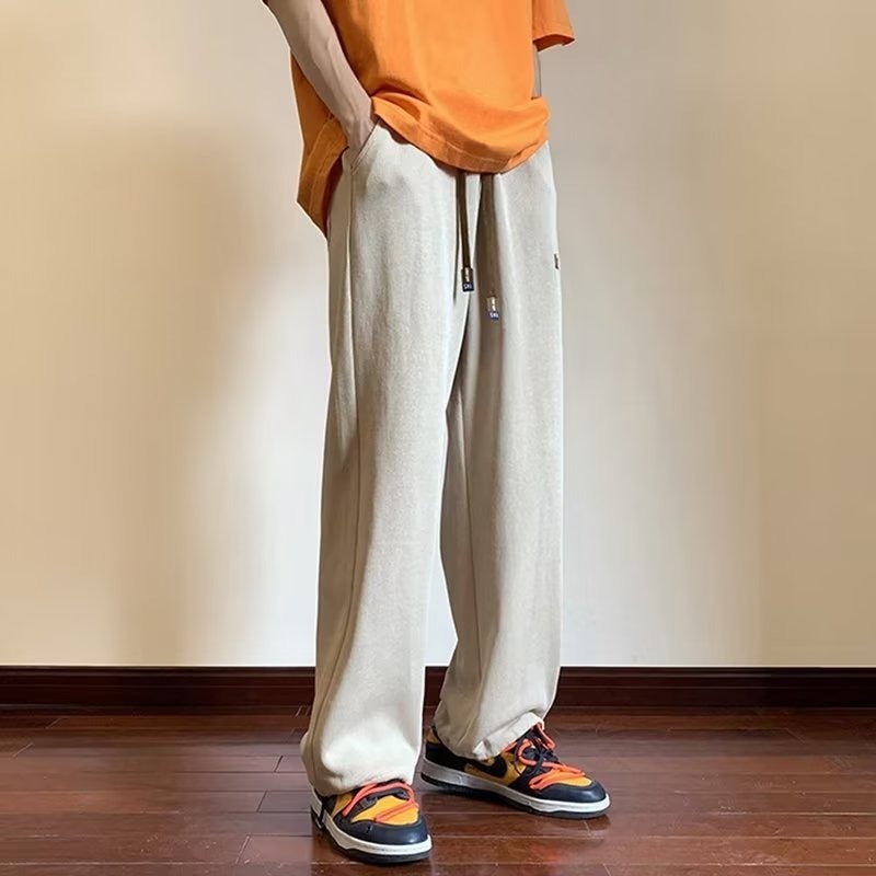 Dipper Ice Silk Pants Men'S Summer Youth Regular Wide-Leg Loose Sports Boys All-Match Straight Casual Pants - Image 1