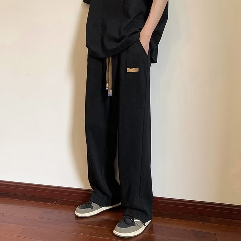 Dipper Ice Silk Pants Men'S Summer Youth Regular Wide-Leg Loose Sports Boys All-Match Straight Casual Pants - Image 2
