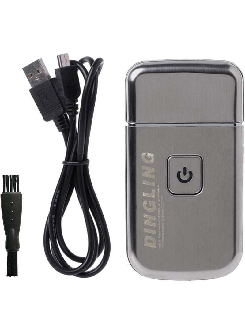 DINGLING Men's Ultra Thin Electric Razor Rechargeable, Washable Wet/Dry Facial Care Beard Trimmer, Cordless USB Travel Razor, Silver - Image 2