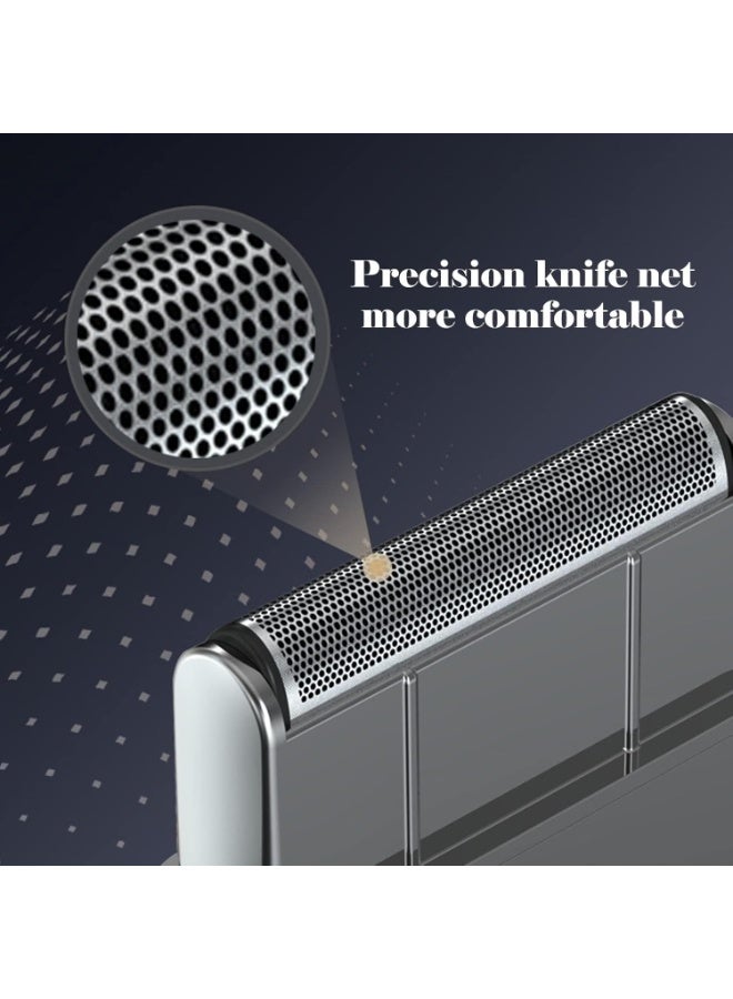 DINGLING Men's Ultra Thin Electric Razor Rechargeable, Washable Wet/Dry Facial Care Beard Trimmer, Cordless USB Travel Razor, Silver - Image 4