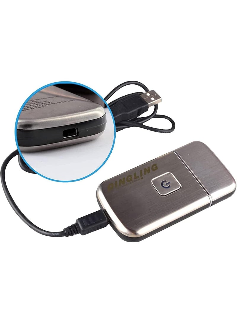 DINGLING Men's Ultra Thin Electric Razor Rechargeable, Washable Wet/Dry Facial Care Beard Trimmer, Cordless USB Travel Razor, Silver - Image 5