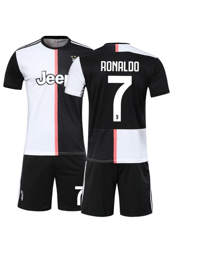 Ronaldo 2019-2020 Juventus home jersey retro No. 7 Ronaldo football jersey shorts set children's size and adult size, a gift for fans and friends - Image 1