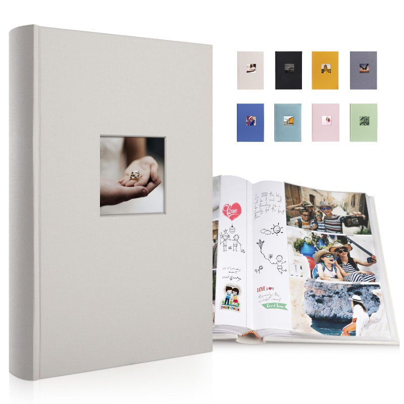 1DOT2 Luxury Fabric Photo Album 4x6 With Writing Space Acid Free Pockets Holds 300 Photos with Memo  3 Per Pages Photobook Album for Wedding Vacation Family Sage Green - Image 1