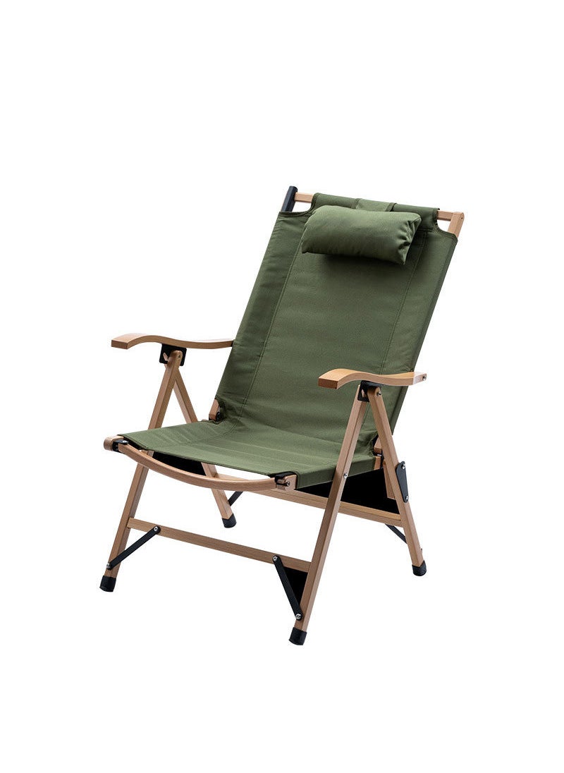 Generic - Outdoor Kermit Nap Large Folding Chair Portable Casual Solid Wood Recliner with Headrest Camping Beach Camping Chair - Image 1