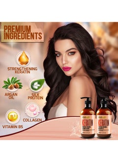 Pure Nature Lux Spa Keratin Shampoo and Conditioner Set - Sulfate and Paraben Free Treatment for Dry Hair - Anti Frizz, Collagen Enriched Formula for Curly or Damaged Hair - Safe for Men and Women with Color Treated Hair  - Image 5