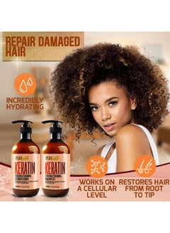 Pure Nature Lux Spa Keratin Shampoo and Conditioner Set - Sulfate and Paraben Free Treatment for Dry Hair - Anti Frizz, Collagen Enriched Formula for Curly or Damaged Hair - Safe for Men and Women with Color Treated Hair  - Image 4