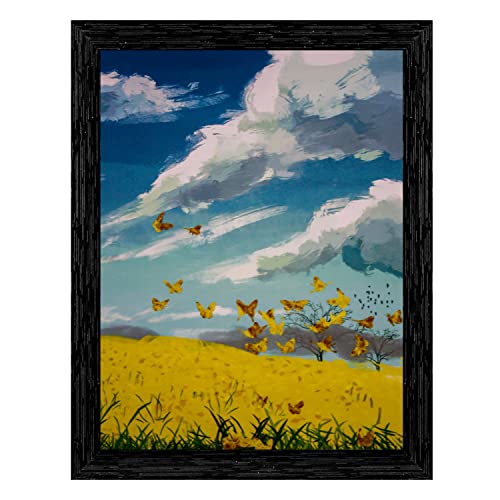 Indianara Set of 3 Butterflys in the Land Scape Framed Art Painting (3917BK) without glass 10.2 X 13, 10.2 X 13, 10.2 X 13 Inch (Multicolor) - Image 5