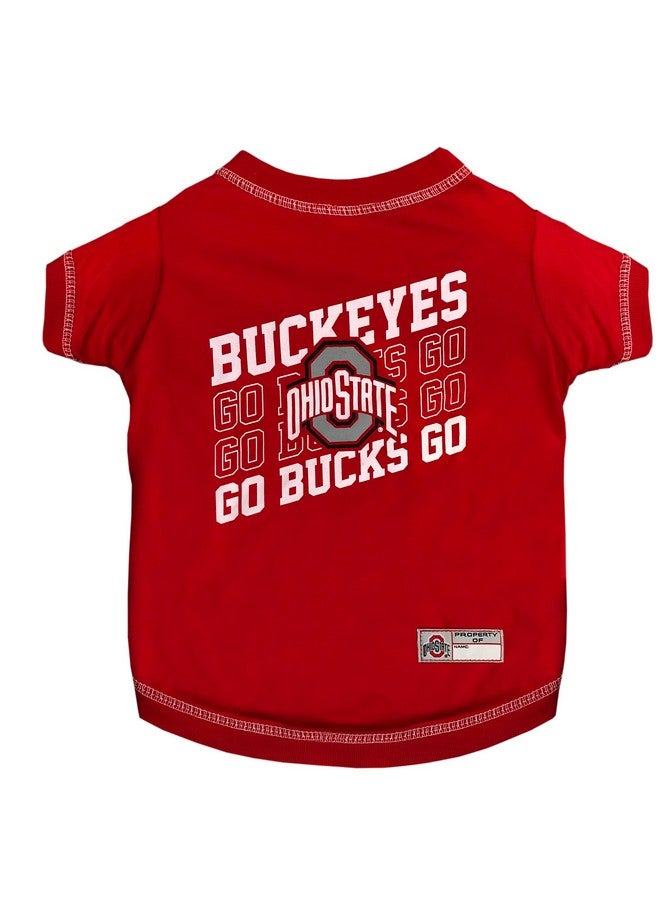 Pets First Pets First NCAA Ohio State Buckeyes Graphic Dog Tshirt, Licensed Sporty Dog Shirt with Team Name and Logo, Cool Puppy Shirt, Size Large