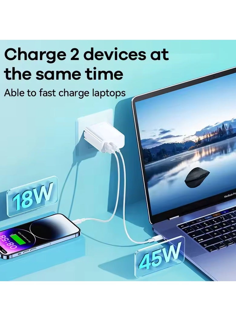 REMAX 65W Dual-Port Fast Charger, USB-C & USB-A Adapter for Phones, Tablets, and Laptops (UK plug)) - Image 2