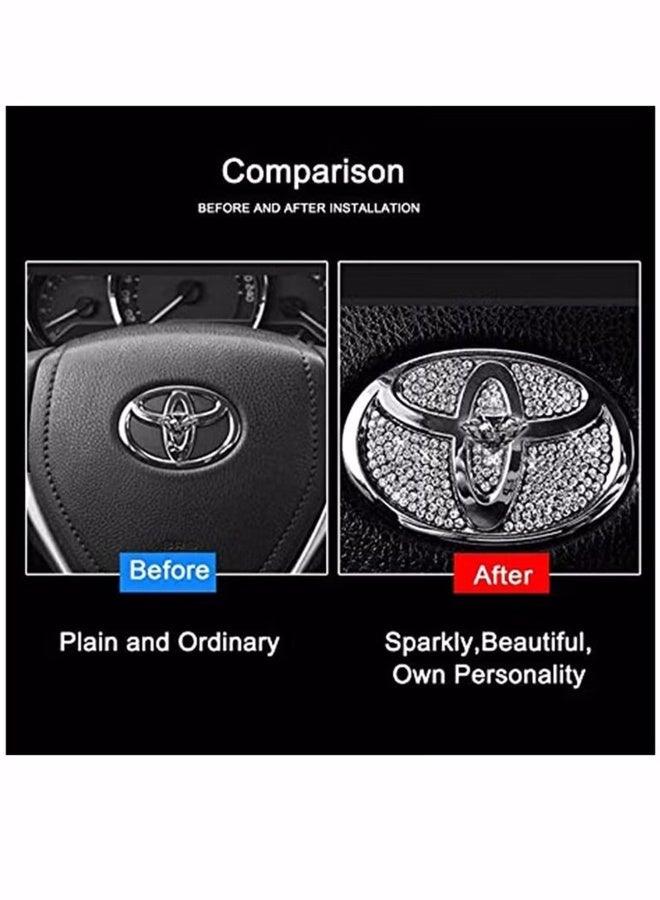 Bling Steering Wheel Logo Caps for Toyota DIY Diamond Crystal Sparkly Steering Wheel Emblem Accessories Badge Interior Decorations Compatible for All Toyota SignType - Image 5