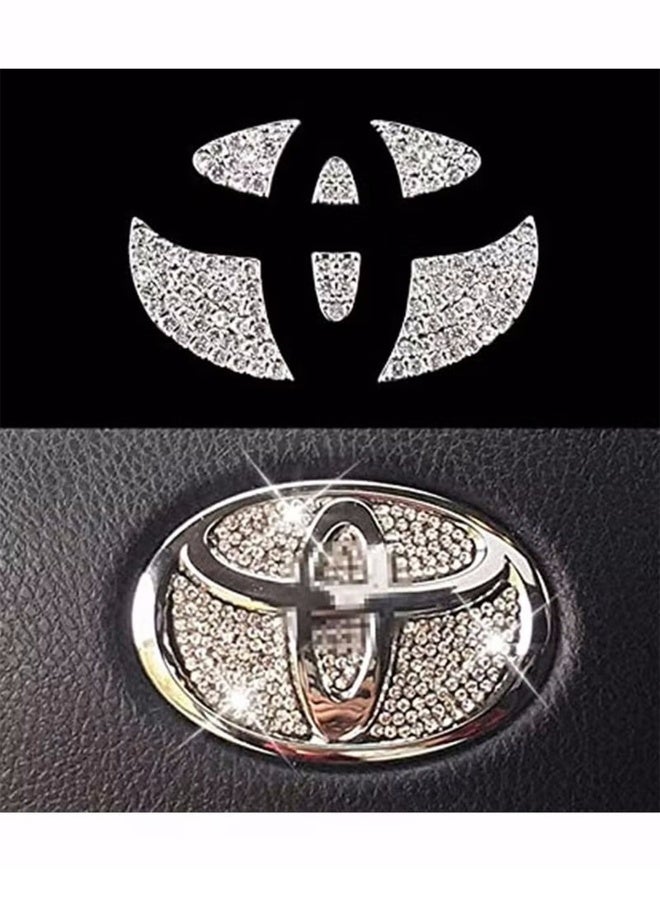 Bling Steering Wheel Logo Caps for Toyota DIY Diamond Crystal Sparkly Steering Wheel Emblem Accessories Badge Interior Decorations Compatible for All Toyota SignType - Image 1