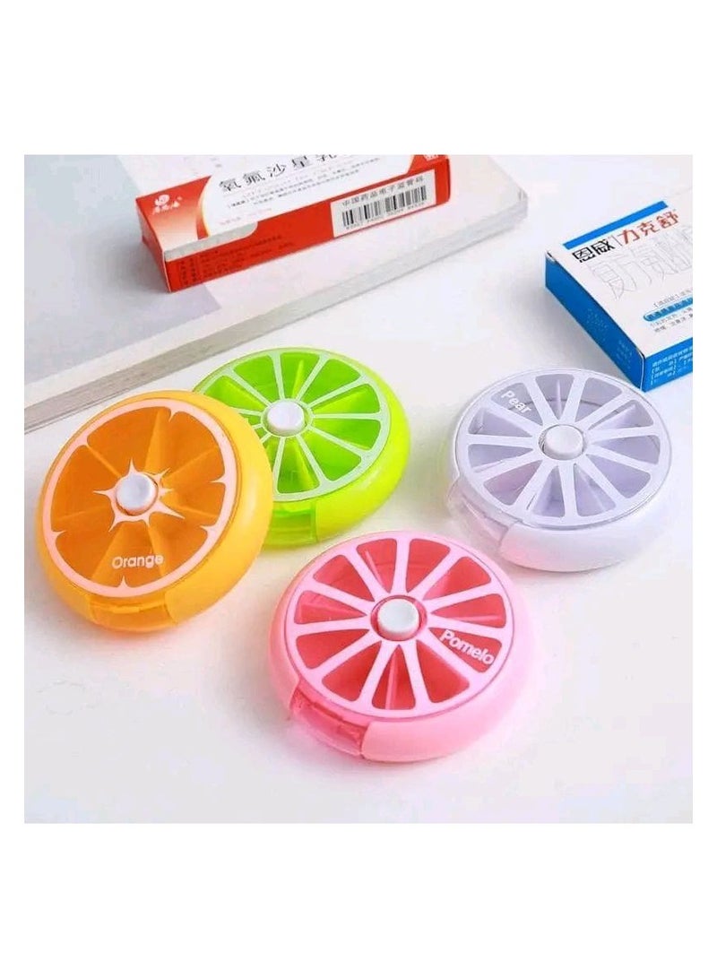 fruit Medicine box one week Pill organiser, Travel Portable 7 Slot Vitamin Medicine Pill Box Case - Orange - Image 2