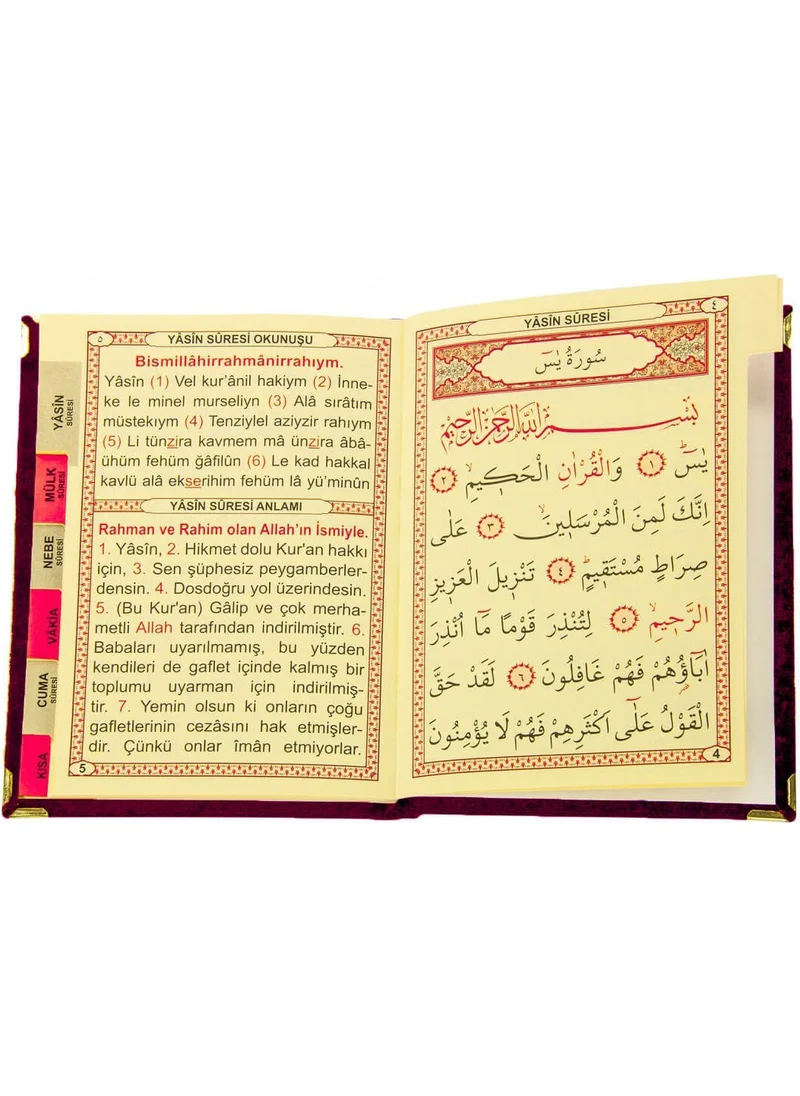 İhvan Ihvan 20 Pieces Velvet Covered Bag Size Yasin Book with Allah Name Custom Plate Claret Red 1113