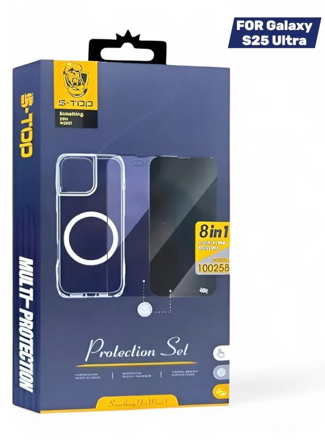 اس-توب بكج الحماية الكاملة لـ جالكسي اس 25 الترا (Galaxy S25 Ultra) مع حماية شاشة للخصوصية (لقافة) و كفر يدعم الشحن اللاسلكي (MagSafe) حماية كاملة لجهازك ضد الخدوش والسقوط (7in1), البكج الجديد و الأصلي من S-TOP - Image 3
