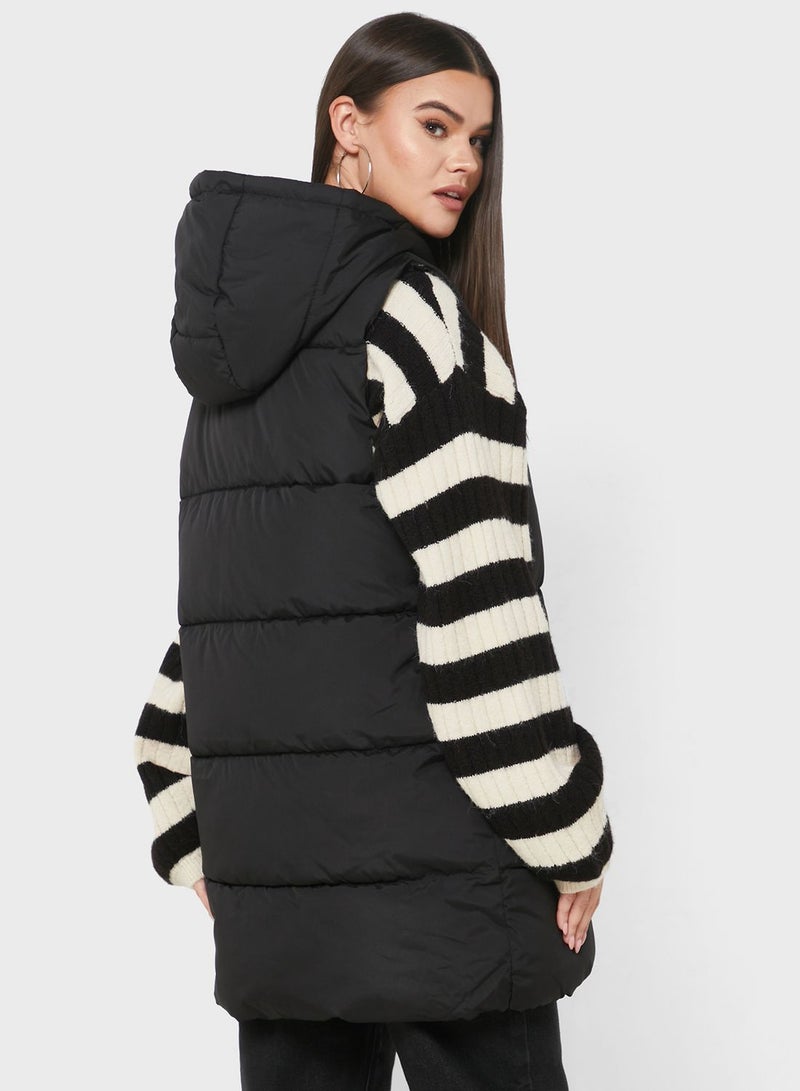Zip Through Puffer Vest Coat