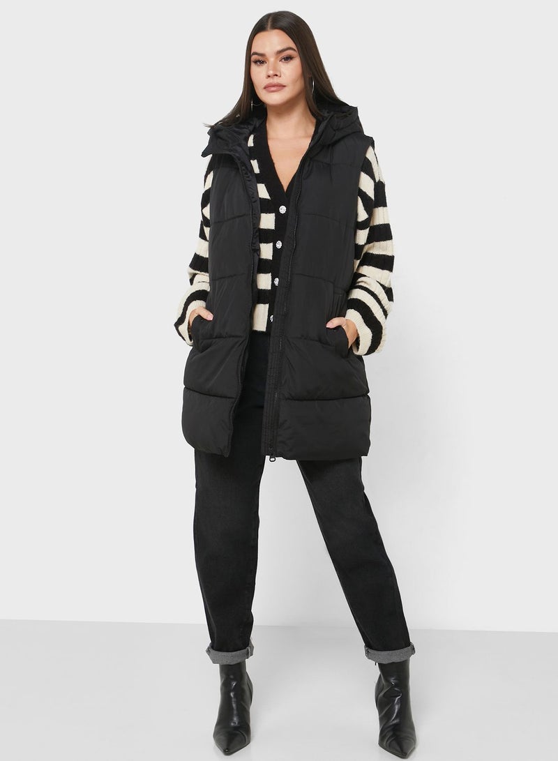 Zip Through Puffer Vest Coat
