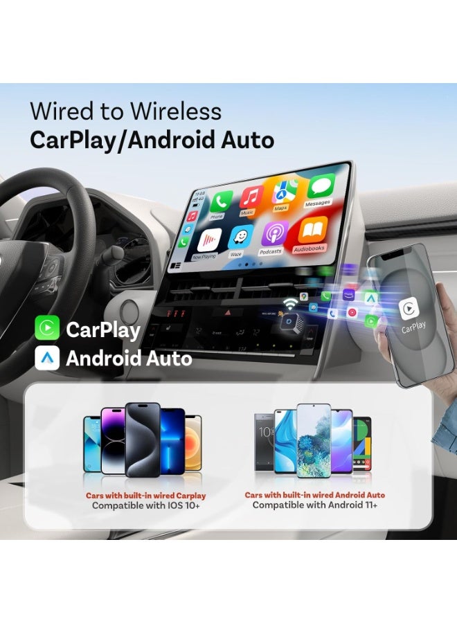 OTTOCAST Mini Pot 2-in-1 Wireless CarPlay & Android Auto Adapter – Plug & Play 5GHz Wi-Fi Auto-Connect Dongle for iPhone & Android (Fits 98%+ OEM Wired Cars) - Image 2