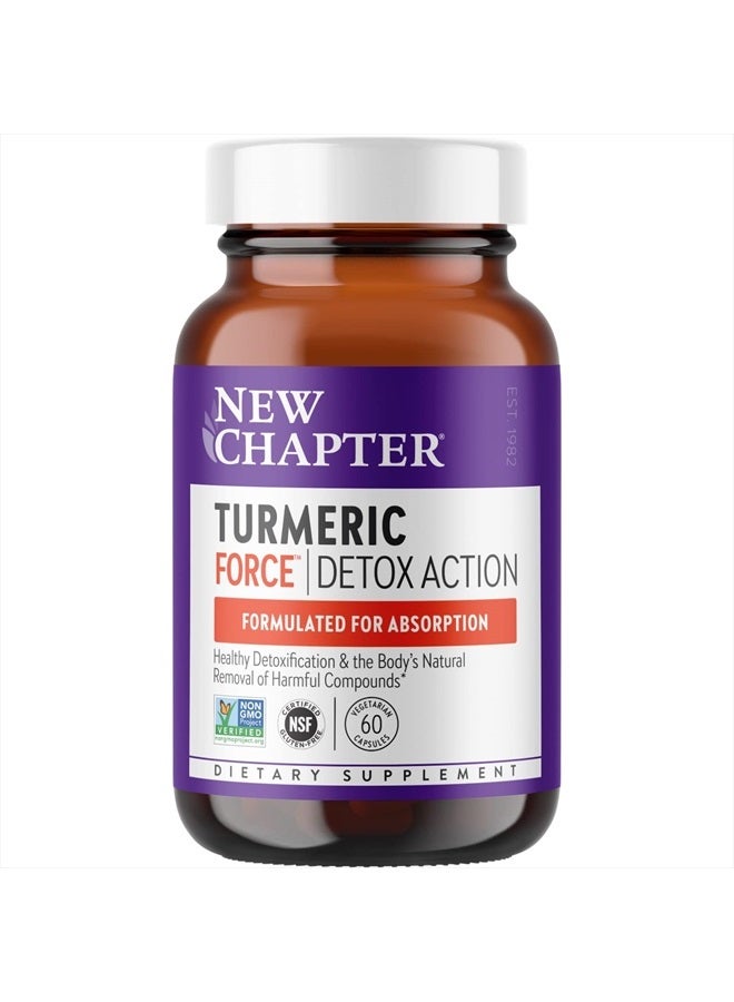 New Chapter Turmeric Supplement + Daily Detox Turmeric Force Detox Action with Green Tea + Ginger + NO Black Pepper Needed + NonGMO Ingredients Vegetarian Capsule, 60 Count - Image 1