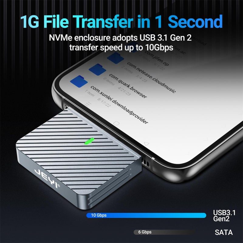 JEYI حاوية JEYI 2230 M.2، متصلة مباشرة بدون أسلاك USB C بسرعة 10Gbps، محول حاوية M.2 NVMe SSD، سعة قصوى 2tb - i9 Zebra 2230C - Image 2