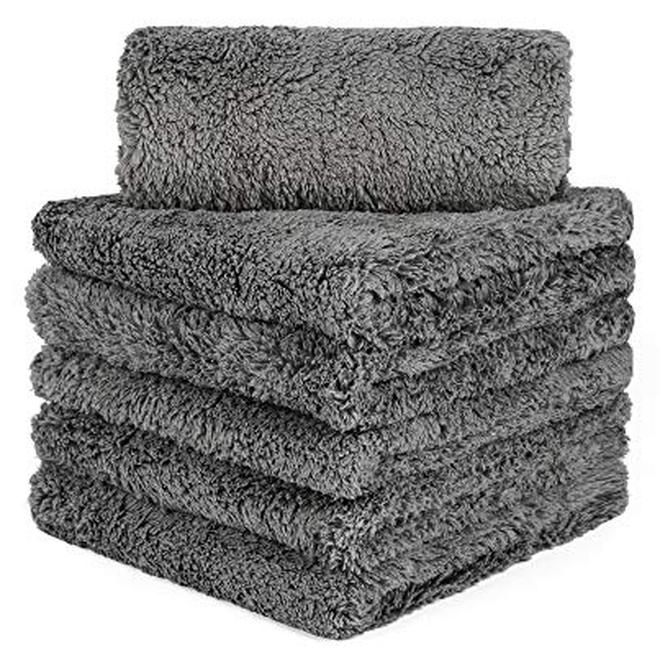 CARCAREZ Microfiber Towels for Cars Car Drying Wash Detailing Towel with Plush Edgeless Microfiber Cloth Grey