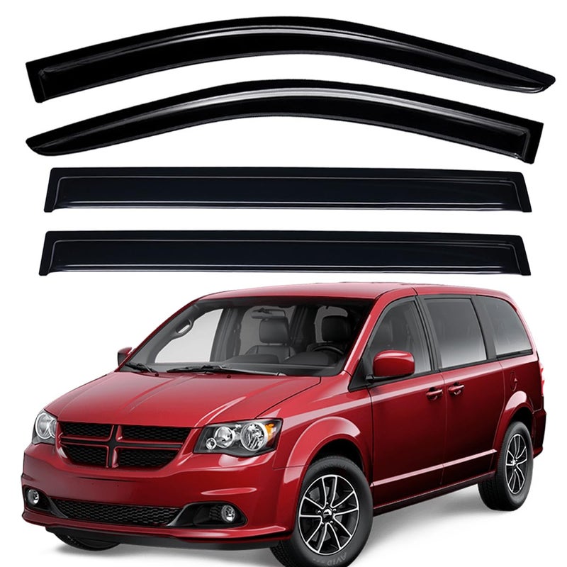 Lightronic Extra Durable OutsideMount Auto Vent Window Visor Fits 20082020 Dodge Grand Caravan 20082016 Chrysler Town Country UV Protection Rain Guard Original Wind Deflector Smoke 4Pcs