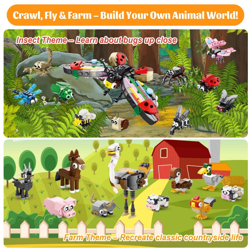 GOLDGE 40 Packs Party Favors for Kids â€“ 999+ PCS Animal Building Blocks, 4 Themes: Ocean Birds Insects Farm â€“ DIY Toys for Boys Girls Ages 6-12, Goodie Bag Stuffers, Classroom Prizes, Easter Basket Stuffers - Image 5