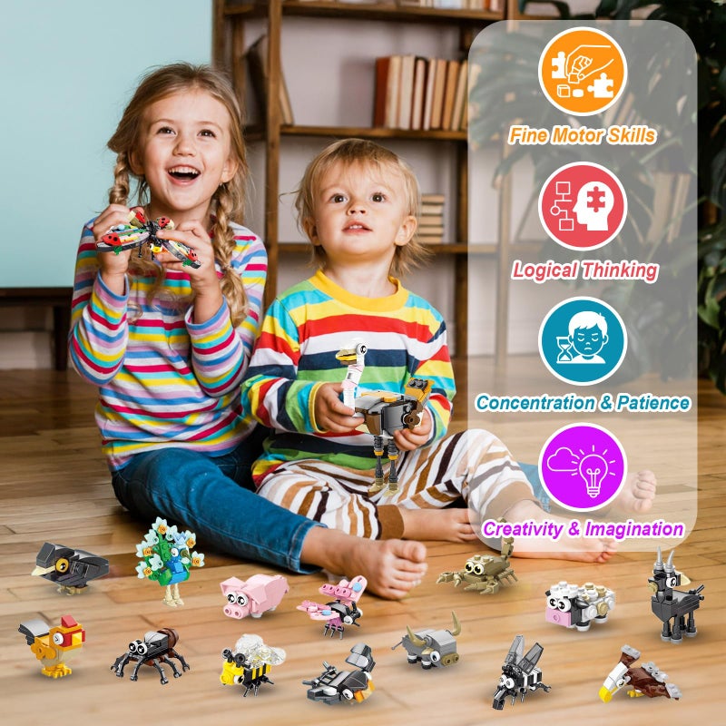 GOLDGE 40 Packs Party Favors for Kids â€“ 999+ PCS Animal Building Blocks, 4 Themes: Ocean Birds Insects Farm â€“ DIY Toys for Boys Girls Ages 6-12, Goodie Bag Stuffers, Classroom Prizes, Easter Basket Stuffers - Image 3