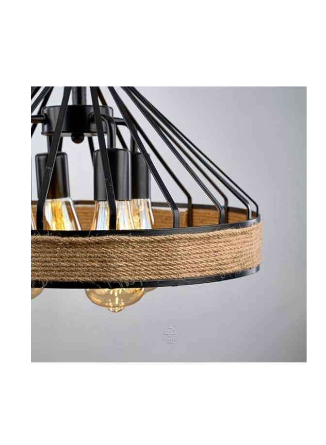 Three Rings Black Rope chandelier