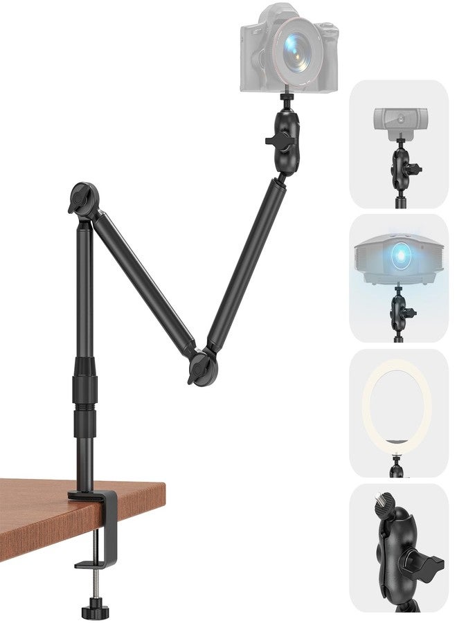 JUBOR Overhead Camera Mount for Desk, 30.9" Webcam Stand with 1/4" Screws, 360° Adjustable Tabletop C-Clamp Stand for DSLR, Webcam, Digital Cameras, Mini Projector,Microphone - Image 1