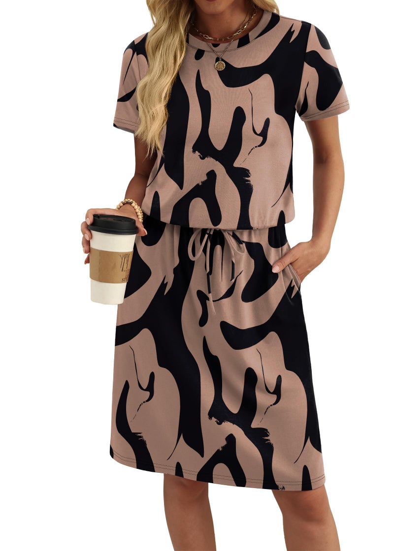 OFEEFAN Summer Dresses for Women 2026 Vacation Casual Wedding Guest Beach Hawailan Boho Mini Dress Flowy Cruise Travel Floral Spring Outfits Short Sleeve XL - Image 2