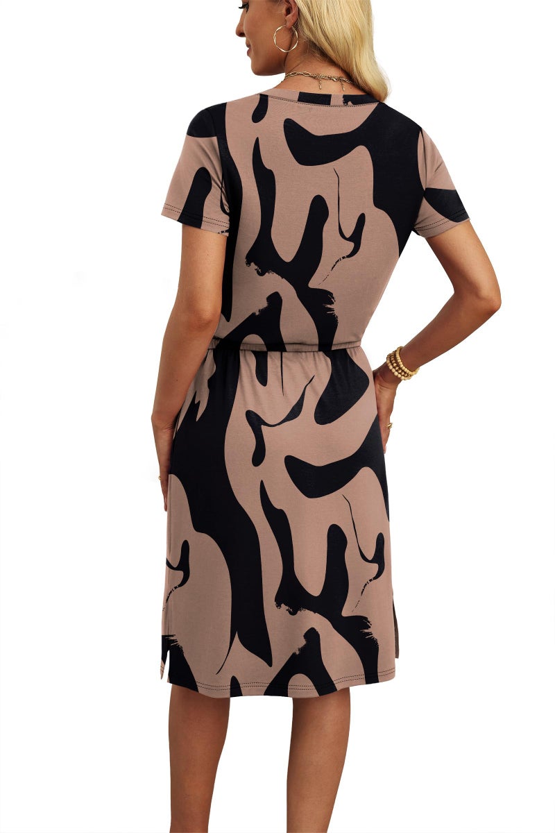 OFEEFAN Summer Dresses for Women 2026 Vacation Casual Wedding Guest Beach Hawailan Boho Mini Dress Flowy Cruise Travel Floral Spring Outfits Short Sleeve XL - Image 5