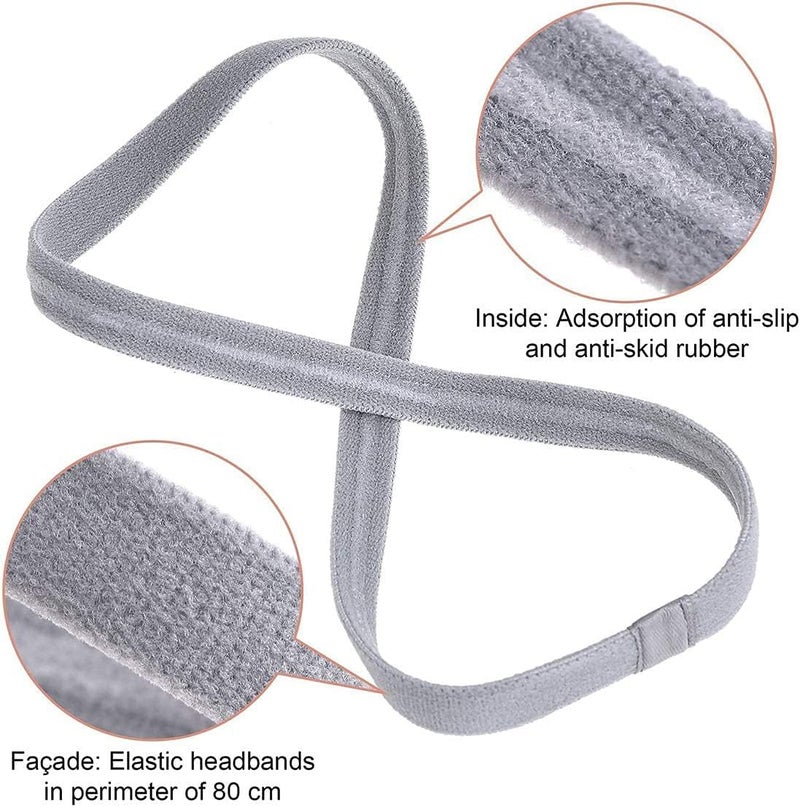 FUNI 4 Pieces Thick Non-Slip Elastic Sport Headbands Hair Headbands for Women and Men (Black, Grey)4 Pieces Thick Non-slip Elastic Sport Headbands Football Hair Headbands for Women and Men - Image 2