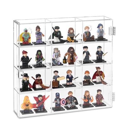 Ikee Design Premium Acrylic Display Case, Clear Wall Mounted or Desktop 12 Compartments Display Cabinet Shelves Stand for Collectibles, Small Pop Figures,Gemstone or Jewelry, 10.7 W x 2 D x 10 H in - Image 1