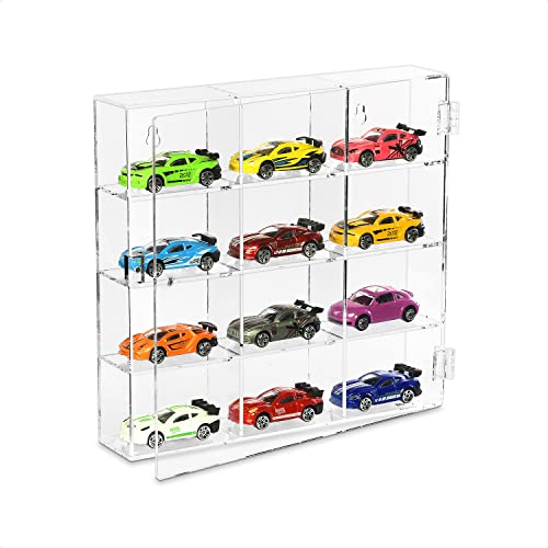 Ikee Design Premium Acrylic Display Case, Clear Wall Mounted or Desktop 12 Compartments Display Cabinet Shelves Stand for Collectibles, Small Pop Figures,Gemstone or Jewelry, 10.7 W x 2 D x 10 H in - Image 3