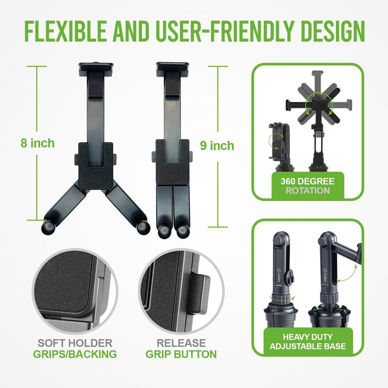 Cellet Cup Holder Tablet Mount, Tablet Car Cradle Holder Compatible for All iPad, Pro, Air, Mini Samsung Galaxy Tablet, Amazon Fire Microsoft Surface - Image 5