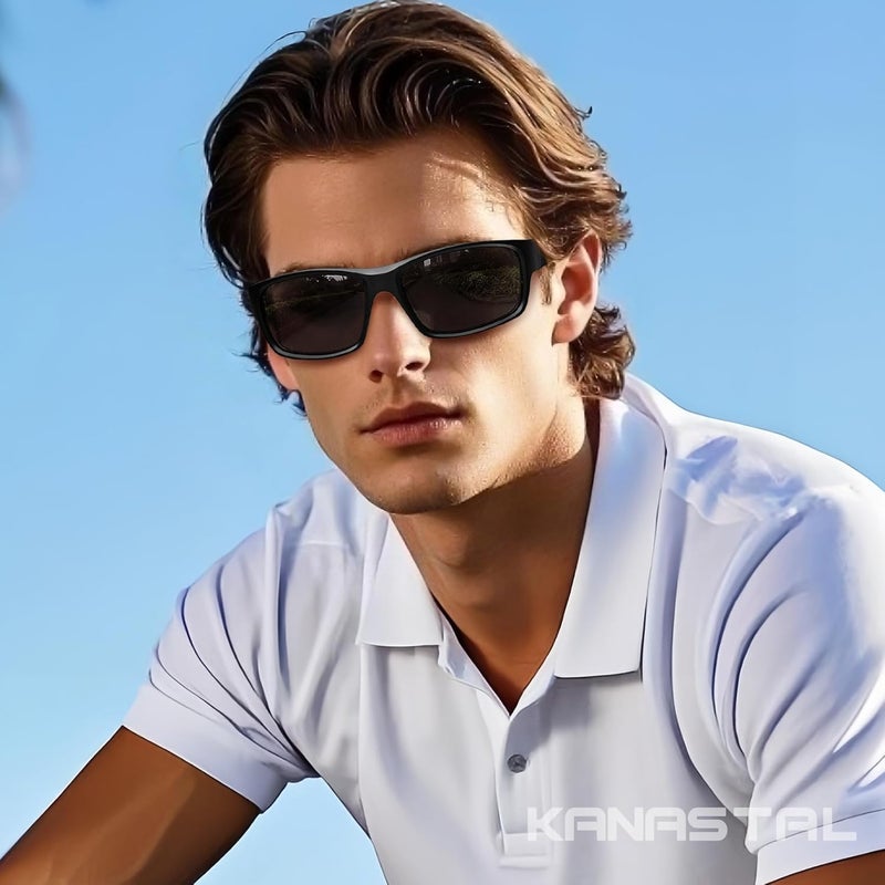 KANASTAL Polarized Sunglasses for Men - Classic Square Shades, UV400 Protection - Image 2