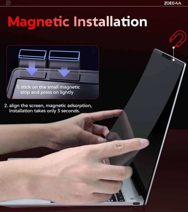ZOEGAA Space saving Laptop Privacy Screen 16 inch,Magnetic Privacy Screen 16:9 ,Factory Focus on Research and Production,and has many international Patents such as Filtration Membranes Adjustable build - Image 4