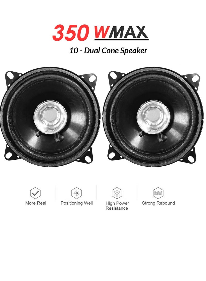 PistoL PL350D 4 Inch Dual Cone Car Speaker Set of 2, 350W Max Full Range Coaxial Car Audio Speakers, Deep Bass, Clear Midrange, Crisp Treble, 4 Ohm Universal Door Stereo Speakers for Cars, SUVs, Vans and Trucks - Image 3