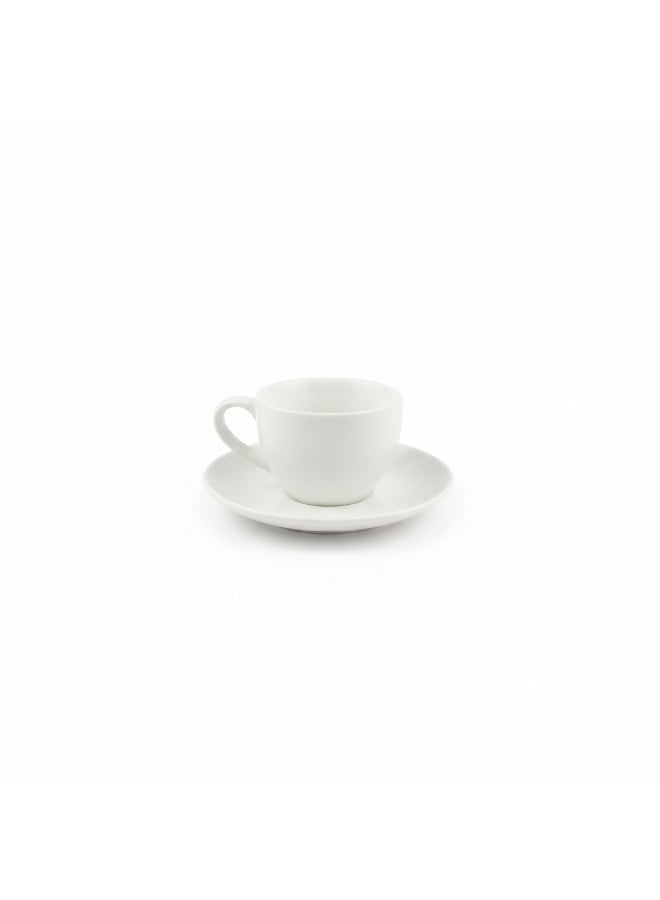 Taiyo 100ml Coffee Cup & Saucer - Premium White Porcelain Set - Image 1