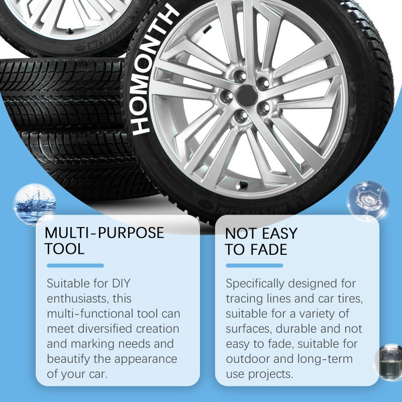 Homonth White Tire Paint Pen Car Tire Paint Pen Does Not Fade Color Painting Creative Diy Oil Pen - Image 3