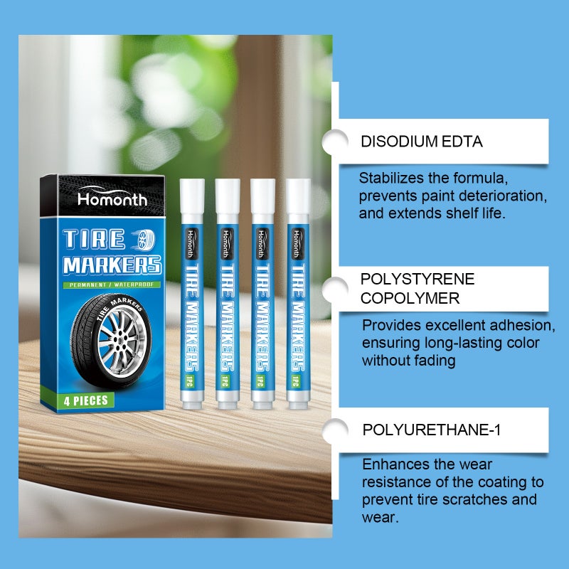 Homonth White Tire Paint Pen Car Tire Paint Pen Does Not Fade Color Painting Creative Diy Oil Pen - Image 5