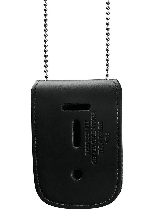Perfect Fit Shield Wallets - Police Badge Holder With Neck Chain For Police Badge And Id, Universal Rectangle Badge Shield And Id Necklace, Black Leather - Image 1